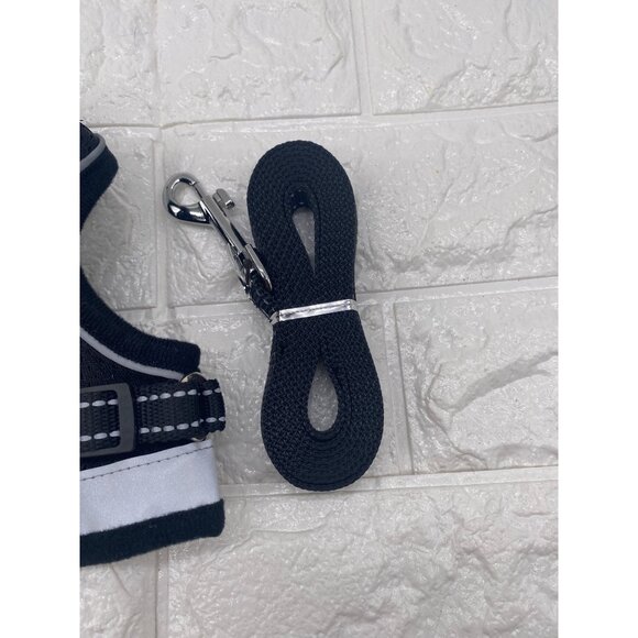 Pet Harness & Leash Set Adjustable Reflective Black & Gray Safety Vest Size M - Picture 4 of 9